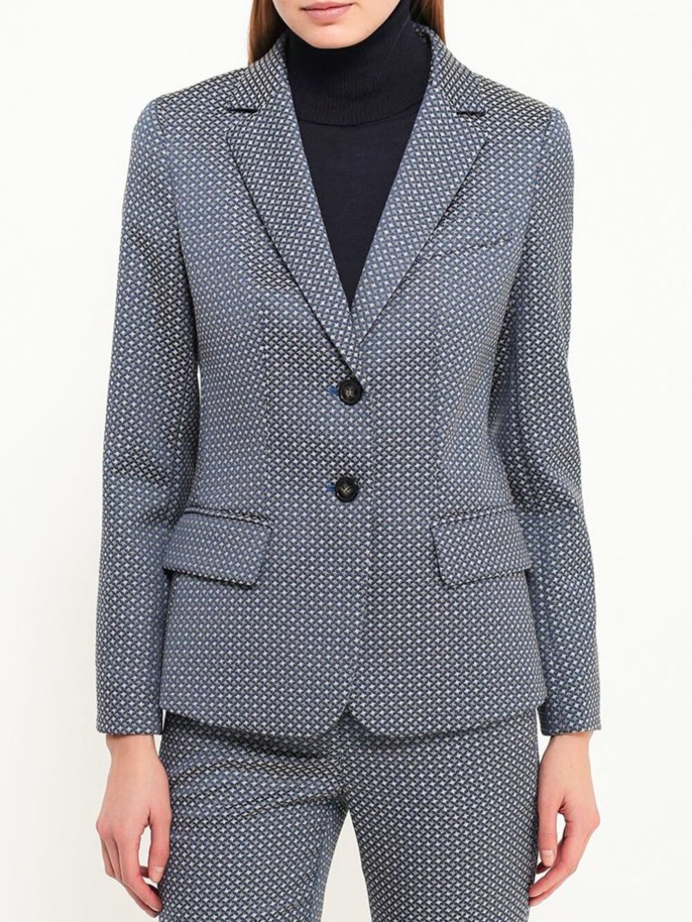 Weekend Max Mara Blue Geometric-Jacquard Blazer